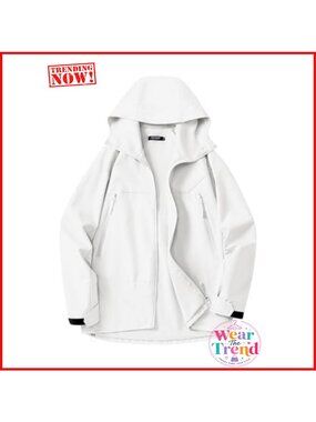 Waterproof Hooded Rain Jacket Lightweight Windbreaker Anorak